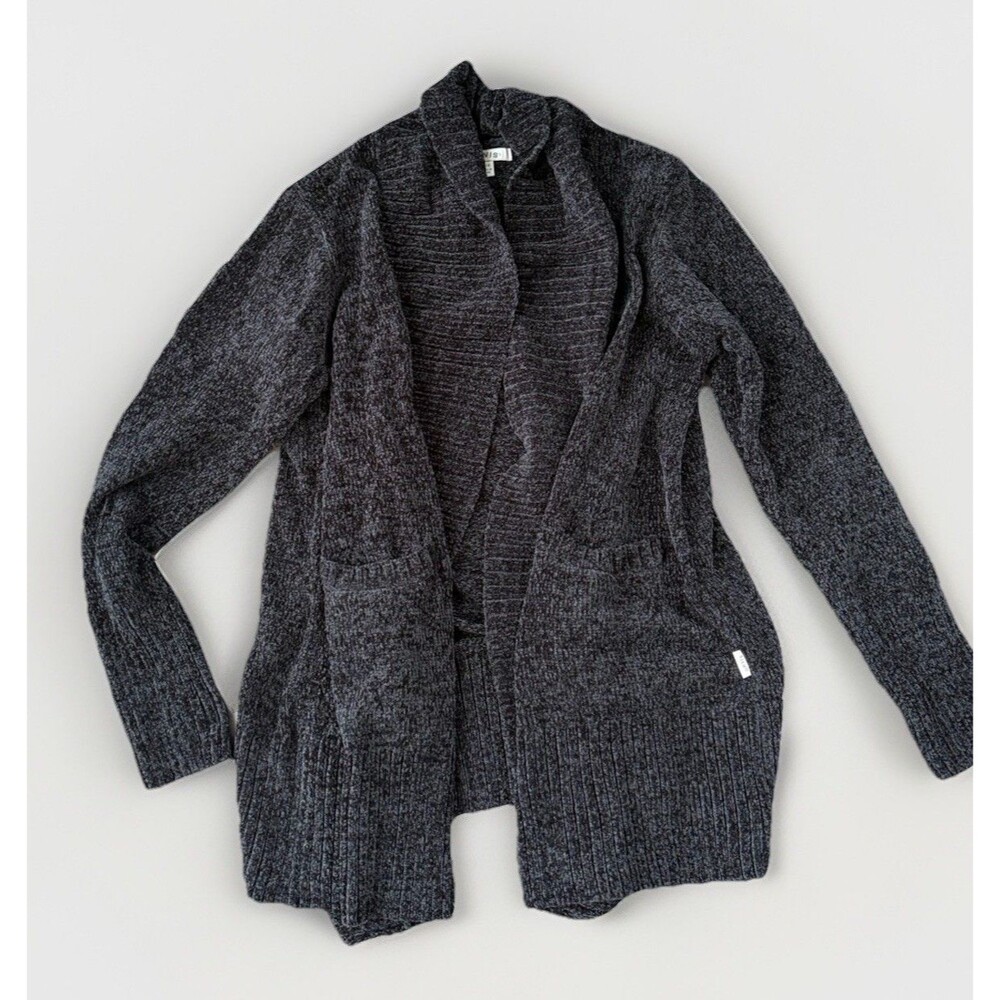 Orvis Black Chenille Open Draped Cardigan Sweater Size L NWT